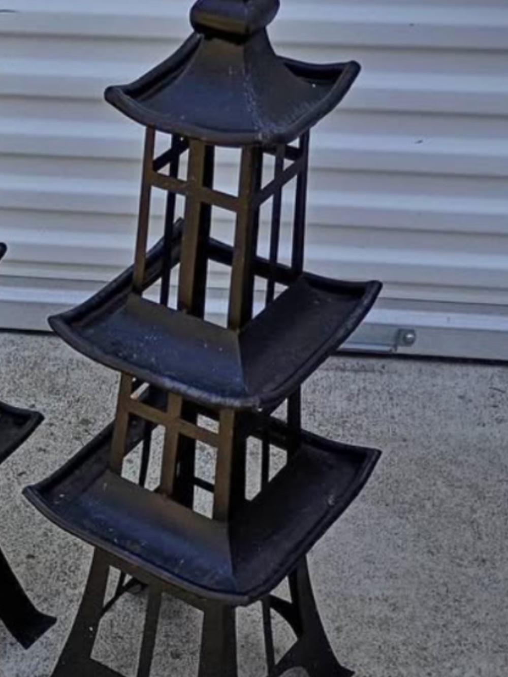 (2) Three-Tier Black Pagoda Lantern Accent
